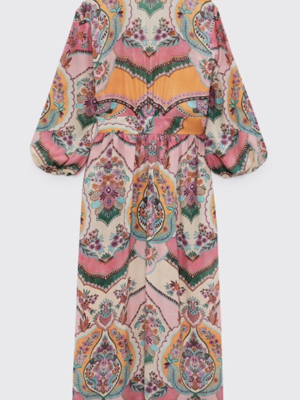 ZARA NWT WOMAN PRINTED MAXI WRAP DRESS PINK size XL - Picture 4 of 14